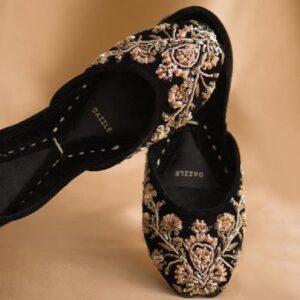 Hand-Embroidered Velvet Juttis