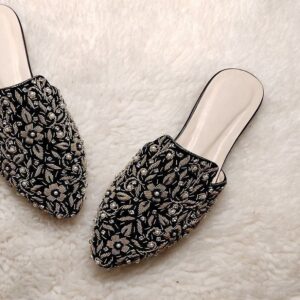 Hand-Embroidered Pearl Mules