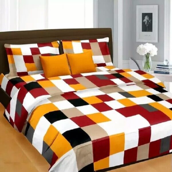 Double Bed Printed Cotton Bedsheet with 2 Pillow Covers