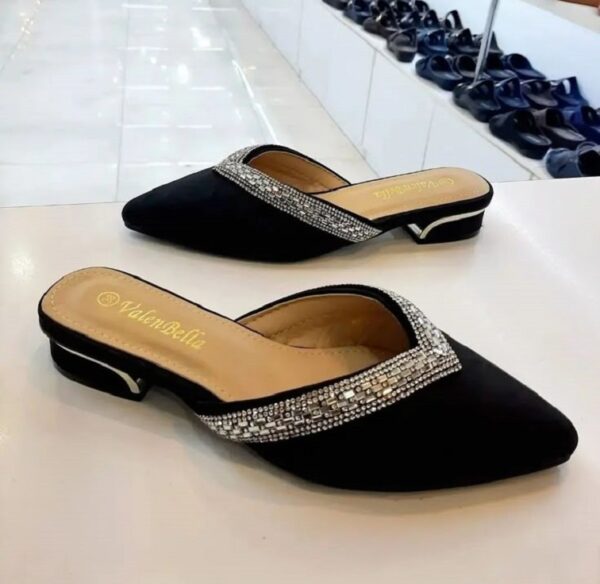 Glittering Black Mules
