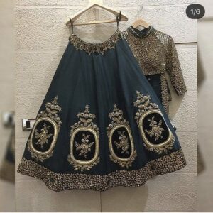 Regal Black and Gold Embroidered Lehenga