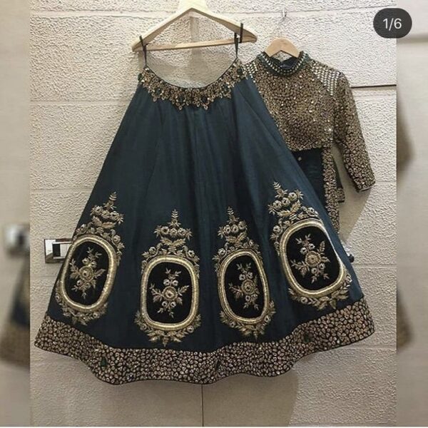 Regal Black and Gold Embroidered Lehenga