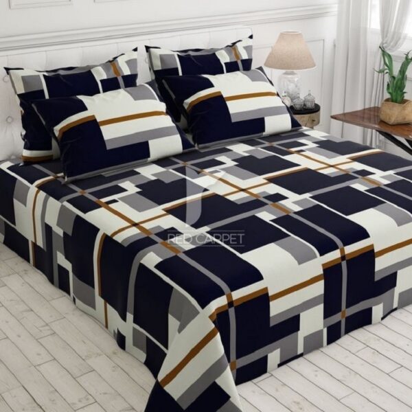 Double Bed Printed Cotton Bedsheet with 2 Pillow Covers