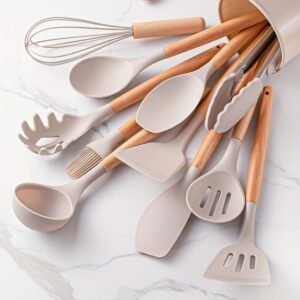 Silicone and Wood Kitchen Utensil Set